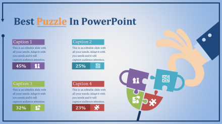 Creative Four Node Puzzle In PowerPoint Presentation