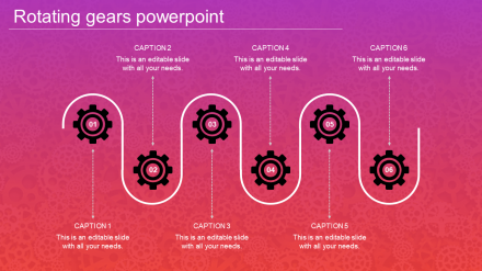 A Six Noded Rotating Gears In Powerpoint