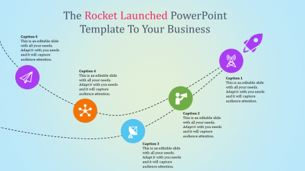 Free - Multi-color Rocket Launched PowerPoint Template Design