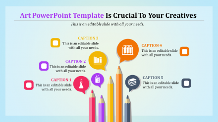 Free - Best Art PowerPoint Template Five Pencil Art Presentation