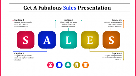 Simple Sales Presentation PPT Slide Design With Five Node