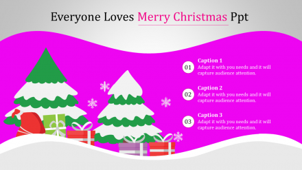 Free - Amazing Merry Christmas PPT Template With Three Nodes