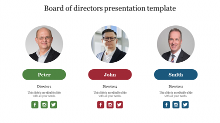 Best Board Of Directors Presentation Template With Three Nodes