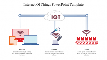 Practical Internet Of Things PowerPoint Template With Three Nodes