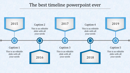 Editable PowerPoint With Timeline With Five Nodes Slide