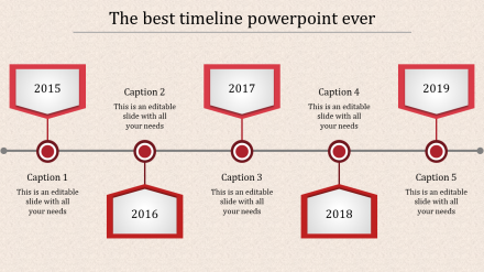 Awesome PowerPoint With Timeline With Five Nodes Slide