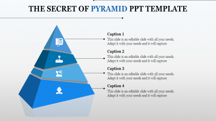 Free - 3D Type Pyramid PPT Template-Four Segments Presentation