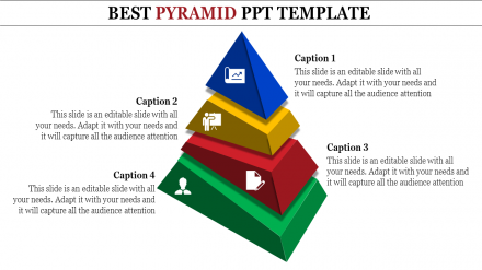 PowerPoint 3D Pyramid Template Slide With Four Nodes