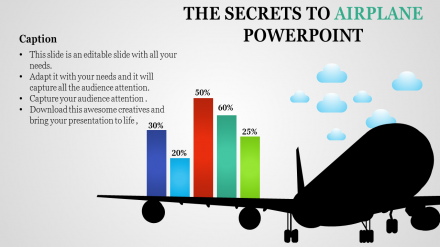 Free - Airplane PowerPoint Template - Bar Chart Presentation