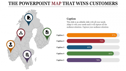 Affordable PowerPoint Map Slide Template Designs-5 Node