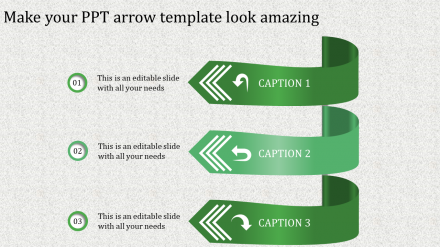 Effective PPT Arrows Templates In Green Color Design