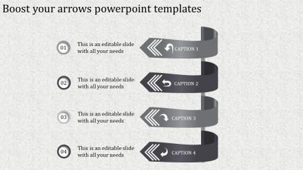 Our Predesigned PPT Arrows Templates With Four Node