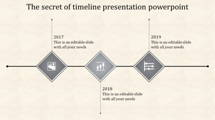 Editable Best Timeline PowerPoint In Grey Color Slide