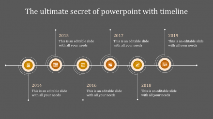 Elegant PowerPoint With Timeline In Six Nodes Slide