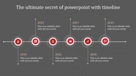 Use PowerPoint With Timeline In Red Color Slide Design