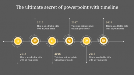 Innovative PowerPoint With Timeline In Yellow Color