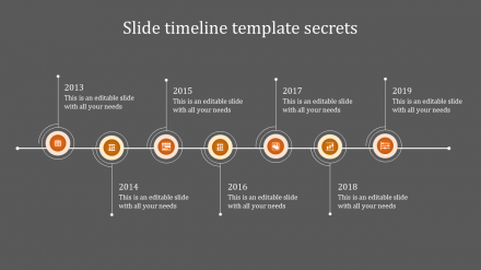 Best PowerPoint With Timeline In Orange Color Slide