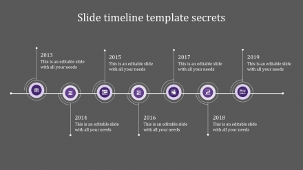 Use PowerPoint With Timeline In Purple Color Slide