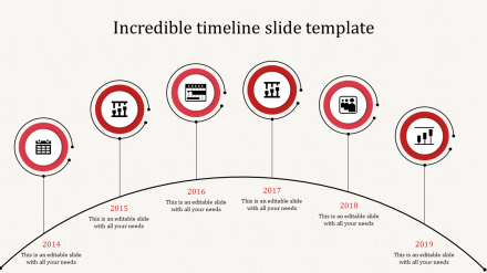 Amazing Timeline Slide Template In Red Color Design