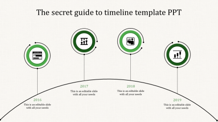 Elegant Timeline Slide Template In Green Color Design
