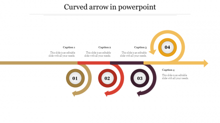 Multiple Curved Arrow In PowerPoint Template Presentation