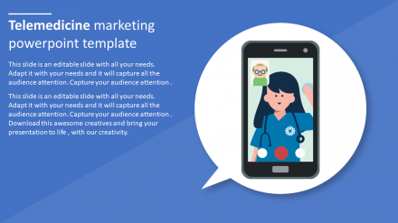 Attractive Telemedicine Marketing PowerPoint Template Design