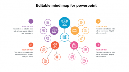 Multicolor Editable Mind Map For PowerPoint Slide