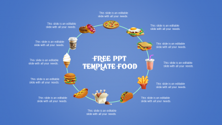 Free - Get Free PPT Template Food With Blue Background Theme