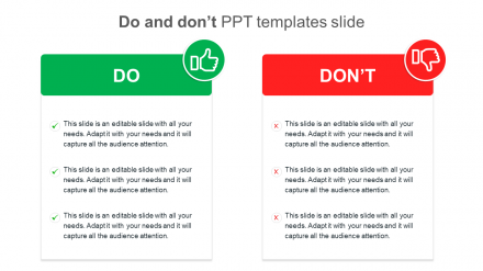 Innovative Do And Don't PPT Templates Slide Design