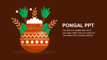 Simple Pongal PPT Template Designs With Dark Background