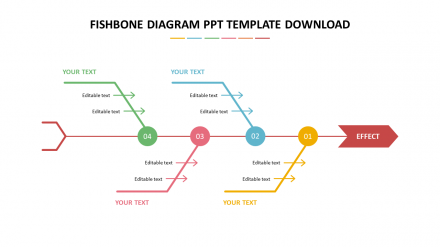 Free - Multi-Color Fishbone Diagram PPT Template Slide