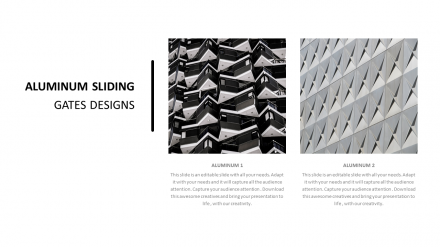 Get Aluminum Sliding Gates Designs Model Presentation Slides
