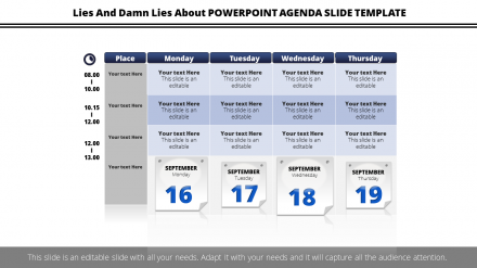 Free - Awesome PowerPoint Agenda Slide Template-Calendar Model