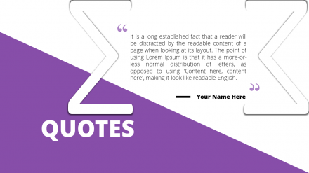 Creative PowerPoint Quote Template With Purple Theme