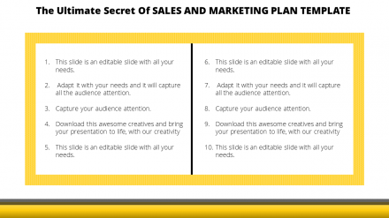 Free - Table Model Sales And Marketing Plan Template	