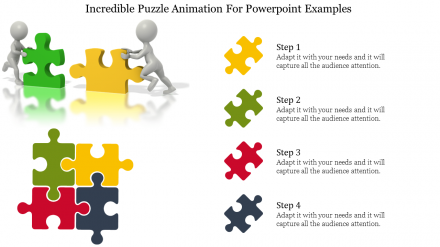 Four Steps Puzzle Animation For PowerPoint Slide