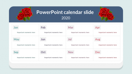 Awesome PowerPoint Calendar Slide Template With Rose