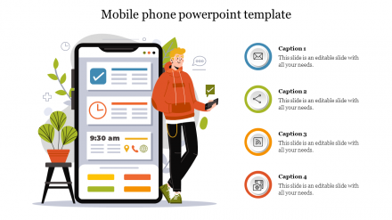 Amazing Mobile Phone PPT Free Download With Four Nodes