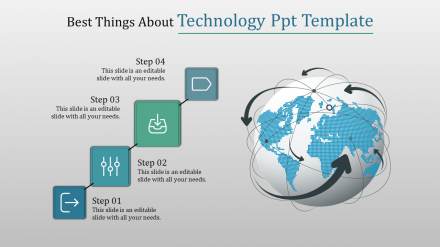 Attractive Technology PPT Template - Four Steps Presentation
