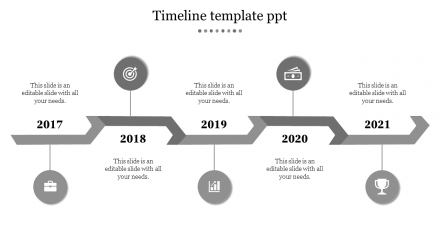 Free - Fantastic Timeline Template PPT With Five Nodes Slides