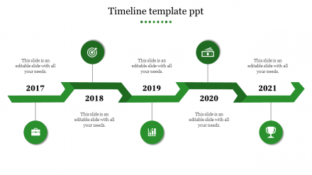 Free - Amazing Timeline Template PPT With Five Nodes Slides