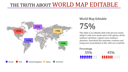 Get World Map Editable In PPT Template Presentation