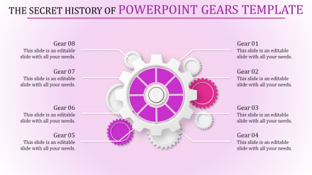 Amazing PowerPoint Gears Template Presentation-8 Node