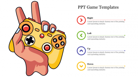 Fantastic PPT Game Templates With Four Nodes Slides