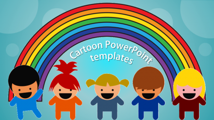 Cartoon PowerPoint Templates With Beautiful Rainbow