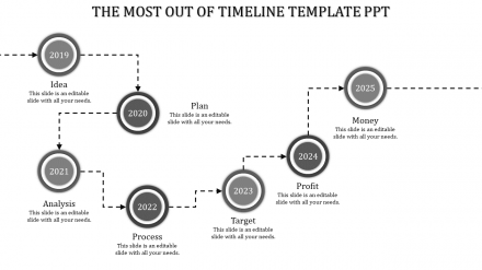 Our Predesigned Timeline Template PPT In Grey Color Slide