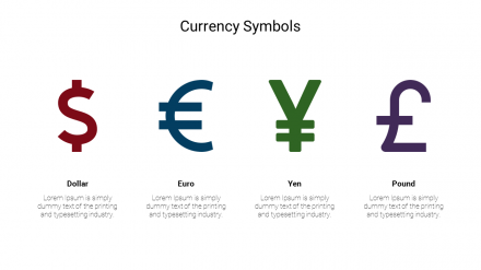 Our Predesigned Currency Symbols Slide Template Designs