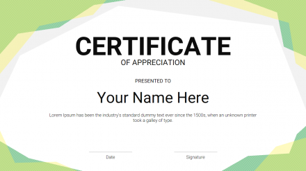 Free - Editable Google Slides Certificate Template PPT Design