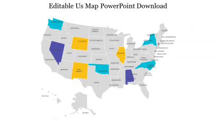 Editable Us Map PowerPoint Download Design PPT Slide