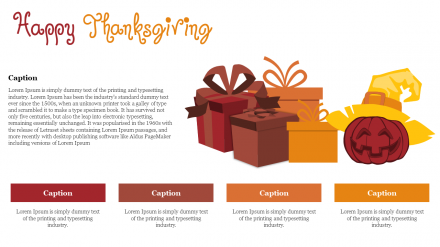 Attractive Thanksgiving Slides Template With Gifts